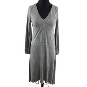 CHASER Gray V-Neckline Long Sleeve Pullover Midi Length Casual Dress Size S